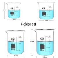 ราคา 5ml 100ml 150ml 200ml 250ml 300ml 400ml 500ml Borosilicate Glass Low Form Beaker with Glass Dropper Chemistry Lab Heavy Wall (19793834264)