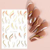 ราคา 3D Blooming Smoke Stickers สติ๊กเกอร์ติดเล็บลายหินอ่อน Golden Wave Drawing Ink Coloring Manicure Nail Slider Decors (16904612170)