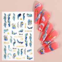 ราคา 3D Blooming Smoke Stickers สติ๊กเกอร์ติดเล็บลายหินอ่อน Golden Wave Drawing Ink Coloring Manicure Nail Slider Decors (16904612169)