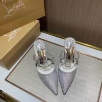 ราคา Ekee Christian Louboutin รองเท้าแตะส้นสูง หัวแหลม แต่งพลอยเทียม สีเงิน เหมาะกับฤดูร้อน สําหรับผู้หญิง 2023 (21022621105)
