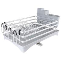 ราคา Dish Drying Rack Compact Rustproof Dish Rack and Drainboard Set Dish Drainer with Adjustable Swivel Spout (15366725145)