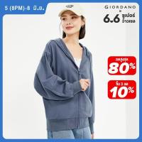 ราคา GIORDANO Women Jackets Dolman Sleeve Cotton Loose Fashion Hoodies Zip Front Solid Color Relaxed Casual Hooded Jackets 18373001 (21300879140)