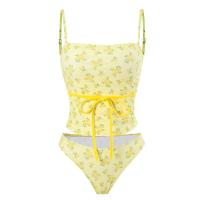 ราคา ใหม่ ชุดว่ายน้ํา ชุดบิกินี่ สายเดี่ยว เอวสูง เซ็กซี่ ผ้าคุณภาพสูง ชุดชายหาด ชุดว่ายน้ำหญิง ทูพีช เกาะอก ดอกไม้สีเหลือง ชุดว่ายน้ำน่ารัก (21789534877)