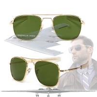 ราคา 2022 new แว่นกันแดดแฟชั่นสำหรับผู้ชายผู้หญิงเลนส์กระจกแข็งจริงแว่นตากันแดดสำหรับผู้ชายสไตล์ Air Force Aviator แว่นตาเลนส์ HD วัสดุกระจกนิรภัยกรอบโลหะ (14719740500)