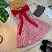 ราคา ชุดเดรทเกาะอก ตกแต่งด้วยโบว์ ผ้าลายสก็อต (21737432018)