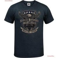 ราคา เสื้อยืดลำลอง Harley Davidson Military Mens T Shirt Overseas Tour Veterans Support Sports T shirt (21734199681)