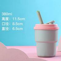 ราคา แก้วน้ำ แก้วน้ำพลาสติก ฝาซิลิโคน พร้อมหลอด ขนาด 400ml สีเหลือง สีเขียว สีชมพู (21904770377)