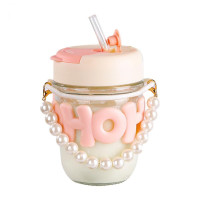 ราคา แก้วกาแฟ ใส่น้ำ พร้อมหลอดแก้ว หูหิ้วสร้อยไข่มุก 350ML ถ้วยน้ําฟางฤดูร้อนหญิงถ้วยแฟชั่นและดี มองเหมาะสําหรับของขวัญ (21840893062)