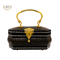 ราคา กระเป๋าย่านลิเภาแปดเหลี่ยมสีดำหูโลหะ (19944145818)