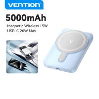 ราคา Vention 5000mAh Magnetic Power Bank Wireless Powerbank for iPhone 15 14 13 pro max Samsung S24 Ultra S23 S22 Xiaomi 13t 12t 5000mAh Cellphone Portable Power Station (21829419486)