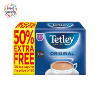 ราคา Tetley 50 EXTRA FREE Original 120 Tea Bags 375g เทตเล่ย์ ชาออริจินัล 120 ซอง 375 กรัม (21787939689)
