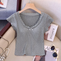 ราคา KaeKai พร้อมส่ง เสื้อยืด ผ้าเรยอน ใส่สบายยืดได้เยอะ แต่งโบว์ตรงกลาง น่ารักเรียบหรู แมทได้กับทุกลุค (21956329083)