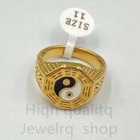 ราคา แหวนหยิน หยาง งานแสตนเลสแท้สุดหรู สีทอง 18K หน้าแหวนสัญลักษณ์หยินหยางบนยันต์ 8 ทิศ ใส่แก้เคล็ด เสริมดวง เสริมบารมี (21771632089)