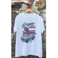 ราคา เสื้อยืดคลาสสิคลายวินเทจ เสื้อยืดแนวเท่ห์ๆ สีขาว (9252710349)