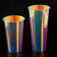 ราคา 10ใบ แก้วน้ำสีรุ้ง แก้วพลาสติก PP สีสวย ทรงสลิม พลาสติกอย่างหนา 12 16 22 ออนซ์ (16871394593)