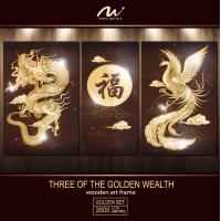 ราคา เซตภาพพิมพ์ทอง มงคล พร้อมกรอบลอยไม้ 3 กรอบ มังกร ฮก หงส์ เสริมโชคลาภ วาสนา บารมี (9214018274)