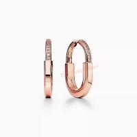 ราคา Tiffany Co ต่างหู Tiffany Lock เยลโลว์โกลด์ 18K โรสโกลด์ ไวท์โกลด์ ประดับเพชร ขนาดกลาง (21790536424)