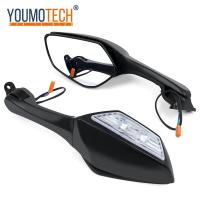 ราคา กระจกกระจกมองหลังรถจักรยานยนต์มีไฟสัญญาณไฟเลี้ยว LED สำหรับ Kawasaki Ninja ZX 10R ZX10R ZX 10R 2011 2015 Ninja 300 Ex300 Ninja 400 250sl ZX 6R ZX6R CBR650R 2019 2022 (20669696813)