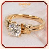 ราคา แหวนทองคําแท้ 24k ของแท้ผู้หญิง Moissanite 1 กะรัตสี่ง่ามเพทายเครื่องประดับแต่งงาน (21650238826)