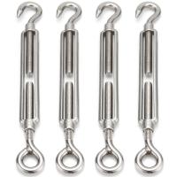 ราคา เกลียวเร่ง สแตนเลส 304 ขนาด 12 มม จำนวน 4 ตัว 4Pcs Stainless Steel 304 Hook Eye Turnbuckle Wire Rope Tension Tool M12 (21910649471)