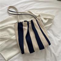 ราคา กระเป๋าผ้าแคนวาสความจุสูงกระเป๋าสะพายไหล่ลายทางสำหรับผู้หญิงกระเป๋าช้อปปิ้งเนื้อสัมผัสดีสไตล์ตะวันตกแนวอาร์ตๆสไตล์เกาหลีแนววินเทจกระเป๋าผ้าใบใหญ่แบบหิ้ว (21432225909)