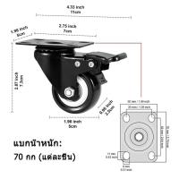 ราคา ล้อรถเข็น 2นิ้ว ล้อยาง โพลียูรีเทนสีดำ ล้อมีเบรค ล้อยาง ล้อเลื่อนสำหรับรถเข็น 4 ชิ้น (20882195809)