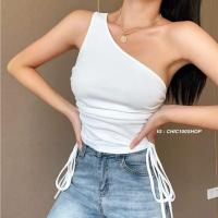 ราคา 2BEll เสื้อเบี่ยงไหล่แขนกุดสายรุดข้างใส่เก๋สายฟ้าไม่ควรพลาดแซ่บเบอร์10 303 (19542066141)