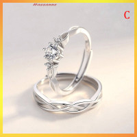 ราคา Hassanne 1คู่คู่แหวนคริสตัลเพชรแต่งงานหมั้นเครื่องประดับปรับแหวน (21093519250)