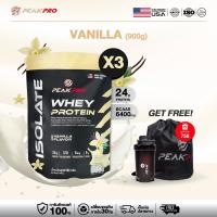 ราคา ส่งฟรี PeakPro Whey Protein Isolate 900g Vanilla flavoured x3 เวย์โปรตีน ไอโซเลท รสวานิลลา ไม่เติมน้ำตาล สร้างกล้ามเนื้อ (21031793325)
