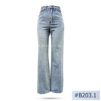 ราคา กางเกงยีนส์ผู้หญิงทรงกระบอก เอวสูง นิยมยีนส์ Niyom jeans สียีนส์ฟอกสีอ่อน ผ้าไม่ยืด รุ่น B203 1 (20984879443)