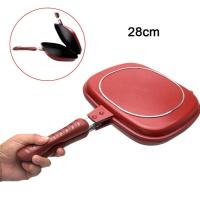 ราคา 32CM 28CM กระทะสองด้านไม่ติดแบบพกพากระทะย่างบาร์บีคิวพลิกเครื่องมือทำอาหารบาร์บีคิวเตาเครื่องครัวหล่อหม้อหุงย่าง (19778910081)