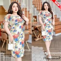 ราคา ชุดเดรส งานป้ายสาวอวบ อก44 50 นิ้ว งานป้าย พรีเมียม นำเข้า Bigsize Peppermint 663 (21196553514)