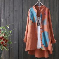 ราคา เสื้อลินินผ้าฝ้ายยาวปานกลางไม่สมมาตรกับเสื้อเชิ้ตลินินคอกลม (20121938297)