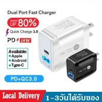 ราคา หัวชาร์จเร็ว หัวชาร์จ PD18W Quick Charge 3 0 หัวชาร์จUSB 2พอร์ต Type C PD 3A Charging Adapter หัวชาร์จไว สำหรับ iPhone Samsung Xiaomi Huawei ใช้ได้ทุกรุ่น B04 (5615046985)