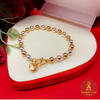 ราคา สร้อยข้อมือสองกษัตริย์ลายไข่ปลาจั๊มโบ้ห้อยจี้หัวใจ 2k ความยาว 6 5 7 นิ้ว งานชุบ ข้อมือแฟชั่น ใช้ได้ทุกโอกาส พร้อมส่ง (21397797967)