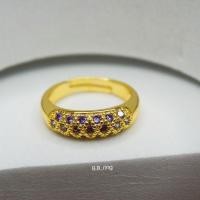 ราคา แหวนพลอยหลากสี แหวนฟรีไซต์ทองชุบสีเปล่งสวย (20693547796)