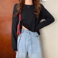 ราคา เสื้อแขนยาว คอกลม แบบสั้น เสื้อผ้าแฟชั่น สไตล์เกาหลี สำหรับผู้หญิง (19931898384)