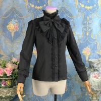 ราคา ในสต็อก สีขาวชีฟองและลูกไม้ Ruffles โบว์คอตั้งโคมไฟแขนโกธิคโลลิต้าเสื้อวิคตอเรีย Steampunk ยอดนิยมวินเทจเสื้อผ้าผู้หญิง (15720228301)