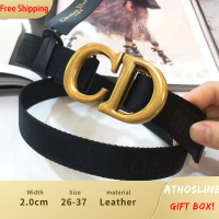 ราคา Athosline ชุดเดรสผ้าใบผู้หญิงชุดเดรสสีดำพร้อมกล่องใส่เครื่องประดับแฟชั่นหนังแท้ CD แบรนด์หรูขนาด2 0ซม (18632572299)