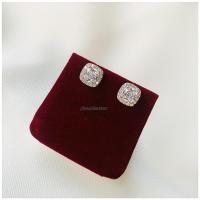 ราคา สร้อยคอเงินแท้พร้อมจี้ล้อมเพชรสี่เหลี่ยมCZชุบทองคำขาว (17698294192)