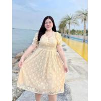 ราคา เดรสสาวอวบ ผ้าลูกไม้ มีซับใน อก38 46 มีเชือกผูกเอว D77 (21512215092)