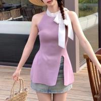 ราคา เสื้อกล้ามไหมพรม ดีเทลสายผูกโบว์น่ารักเกาหลีๆ 31053 (21576396372)