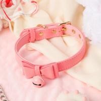 ราคา SQ เครื่องประดับผู้หญิงปลอกคอหนังกระดิ่งโบว์สีชมพู choker (21961961798)