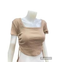 ราคา เอวลอยแขนสั้นคอเหลี่ยมเชือกข้าง (21241728249)