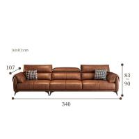 ราคา BUNISE Italian leather sofa living room modern simple light luxury head layer cowhide straight row retro style oil wax leather sofa TB0228 (21448782275)