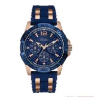 ราคา ORIGINAL Guess W0366G4 W0366G3 Rose gold Navy Blue Silicon Men Watch (21778248465)