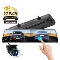 ราคา 12 Inch Stream Media Mirror Car Camera Dual Lens FHD 1080P Car DVR Camera RearView Mirror Driving Video Recorder Dash Cam (21790153176)