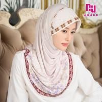 ราคา NUNUH ALLAMANDA ผ้าคลุมผมฮีญาบมุสลิมแบบสำเร็จประดับมุกคริสตัล ทรงฟองน้ำตาราง FN N NC (22041646361)