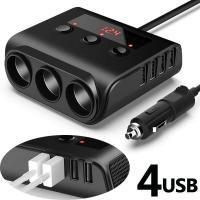 ราคา Car Charger 12V 24V 100W 4 USB Ports 3 Socket Lighter Splitter USB Car Charger Adapter With Voltage Monitor On Off Switch For IPhone IPad GPS Dash Cam Sat Nav Etc (22038327145)