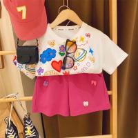 ราคา Bear Leader ชุดเสื้อยืดแขนสั้นลายการ์ตูนชุดเสื้อผ้าเด็กหญิงสองชิ้นสำหรับ2 7ขวบ (21581130409)